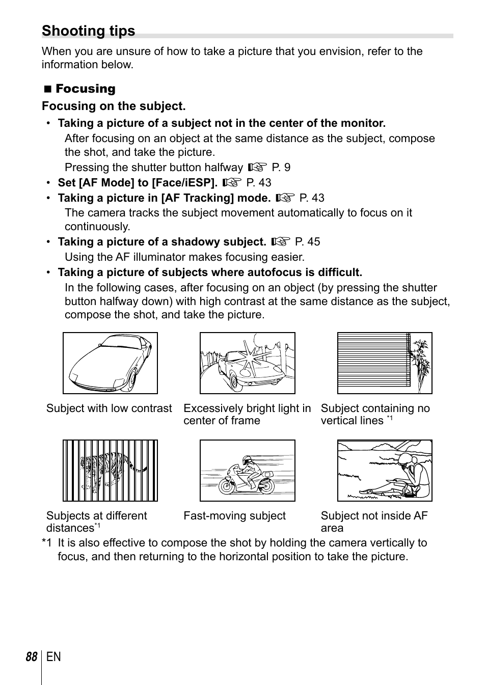 Shooting tips | Olympus TG3 User Manual | Page 88 / 118