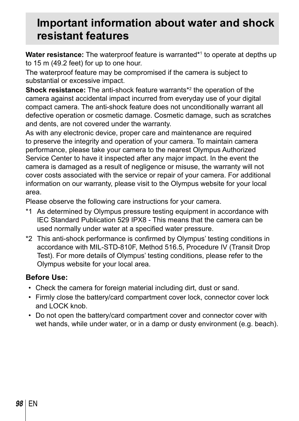 Olympus TG3 User Manual | Page 98 / 118