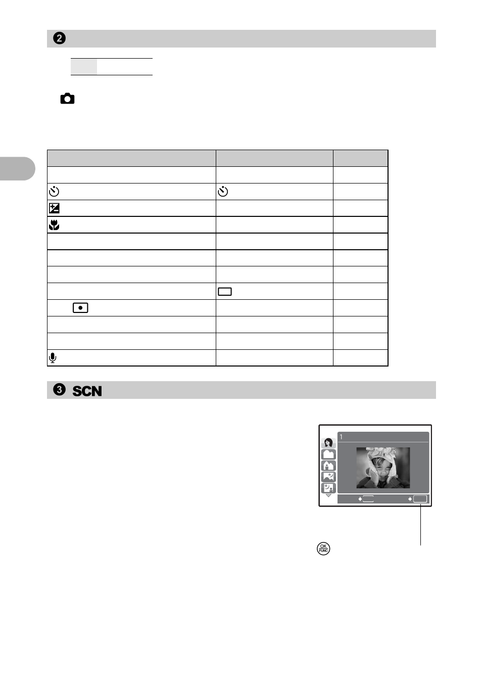 2 reset, 3s (scene) | Olympus 720 SW User Manual | Page 18 / 83