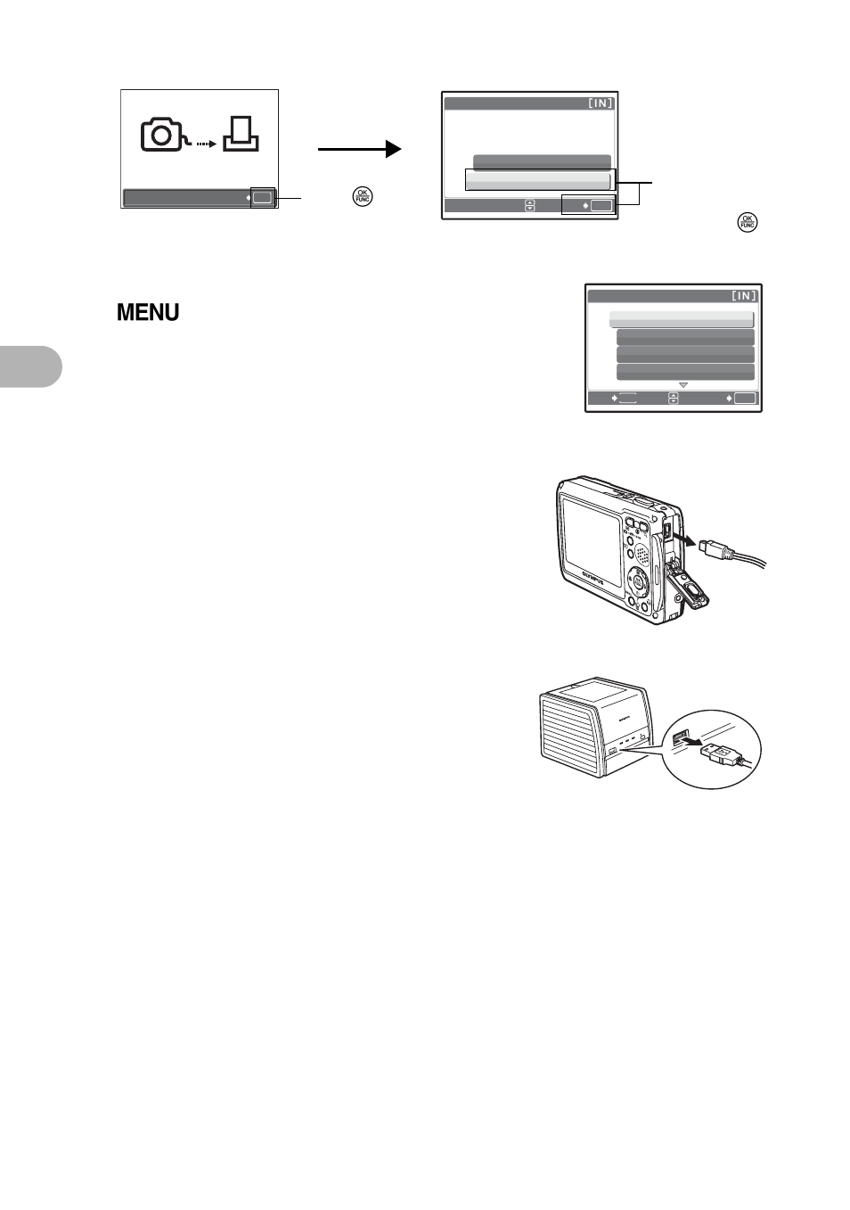 Disconnect the usb cable from the camera, Disconnect the usb cable from the printer, Pri nt ing p ict ures 3 to cancel printing | Olympus 720 SW User Manual | Page 42 / 83