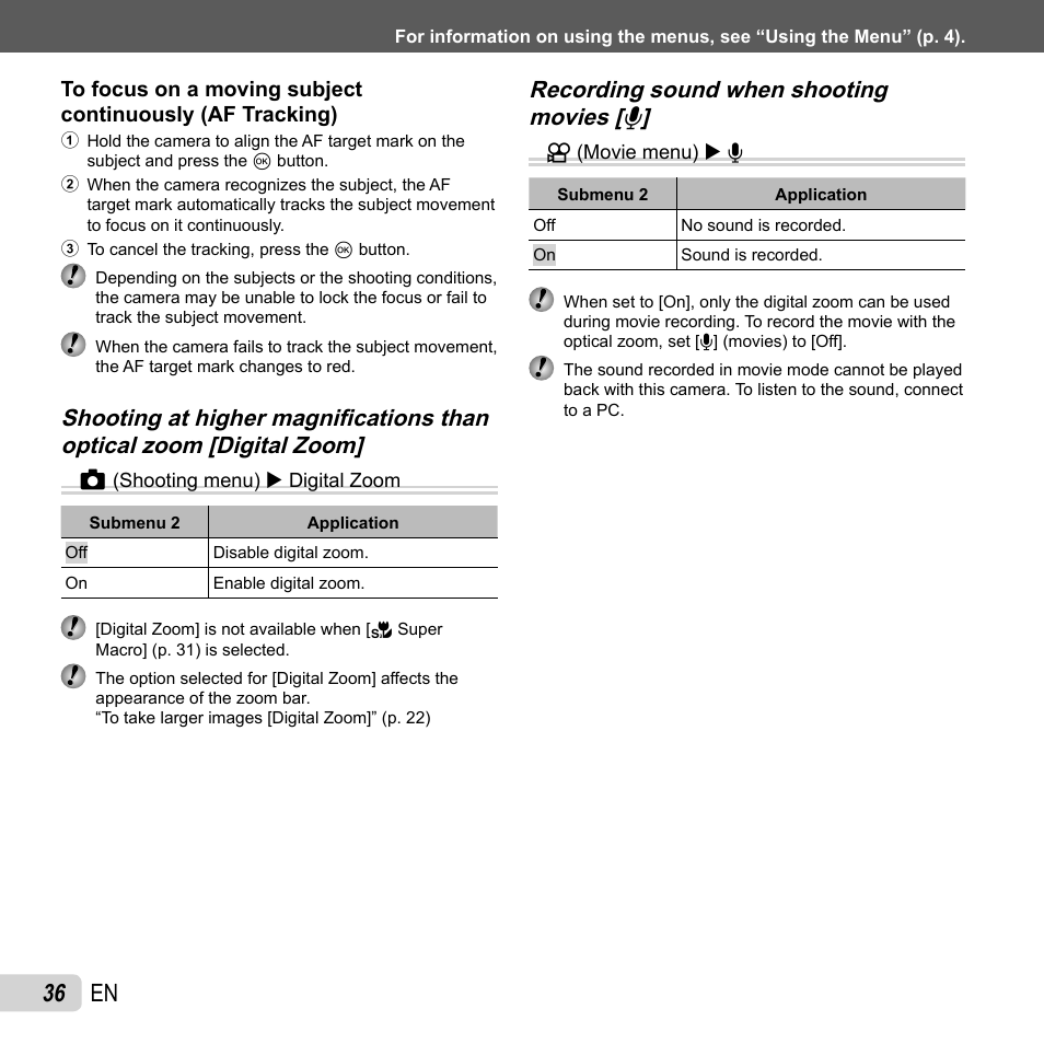 36 en | Olympus VG-150 User Manual | Page 36 / 74
