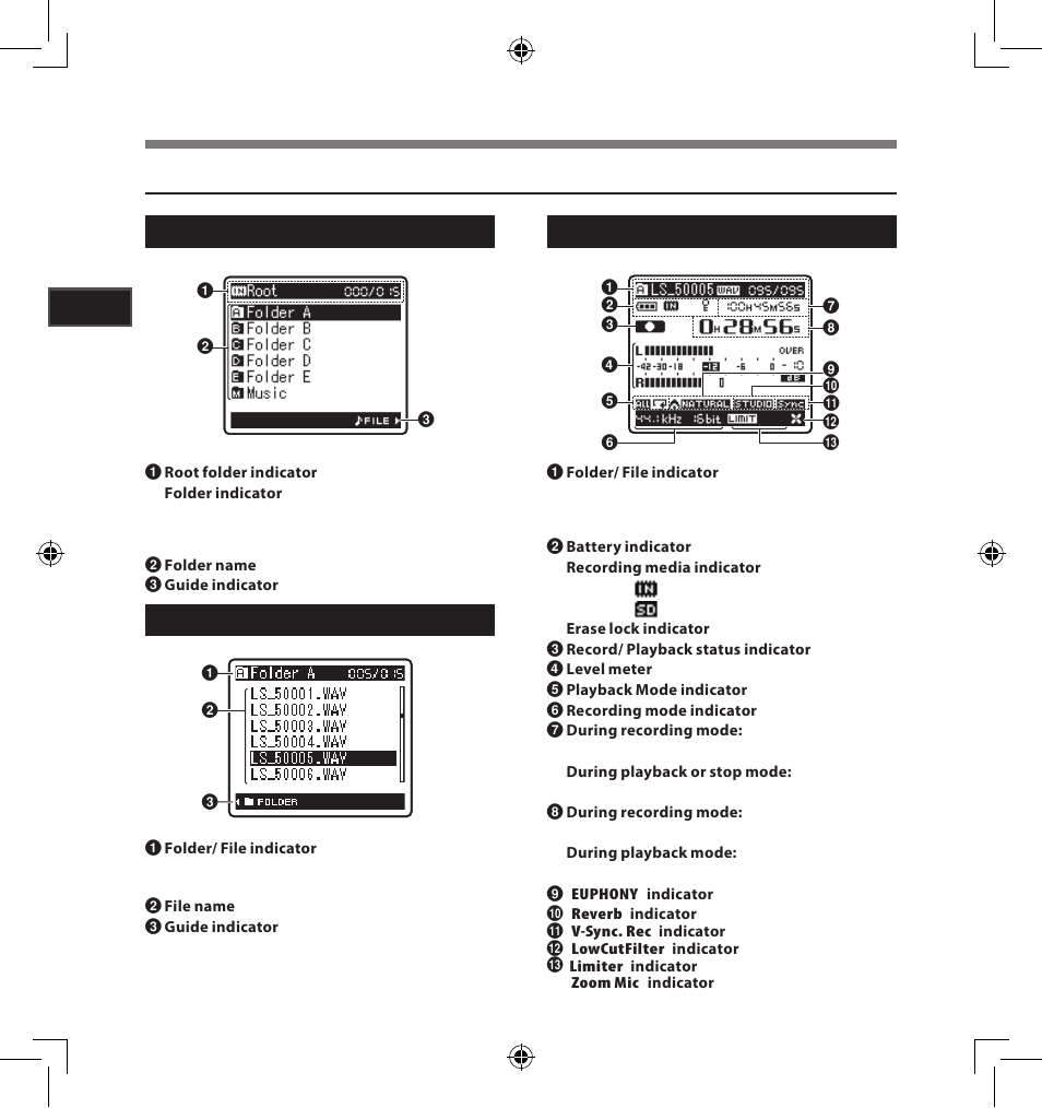 Display (lcd panel), Identification of parts | Olympus LS-5 User Manual | Page 10 / 88