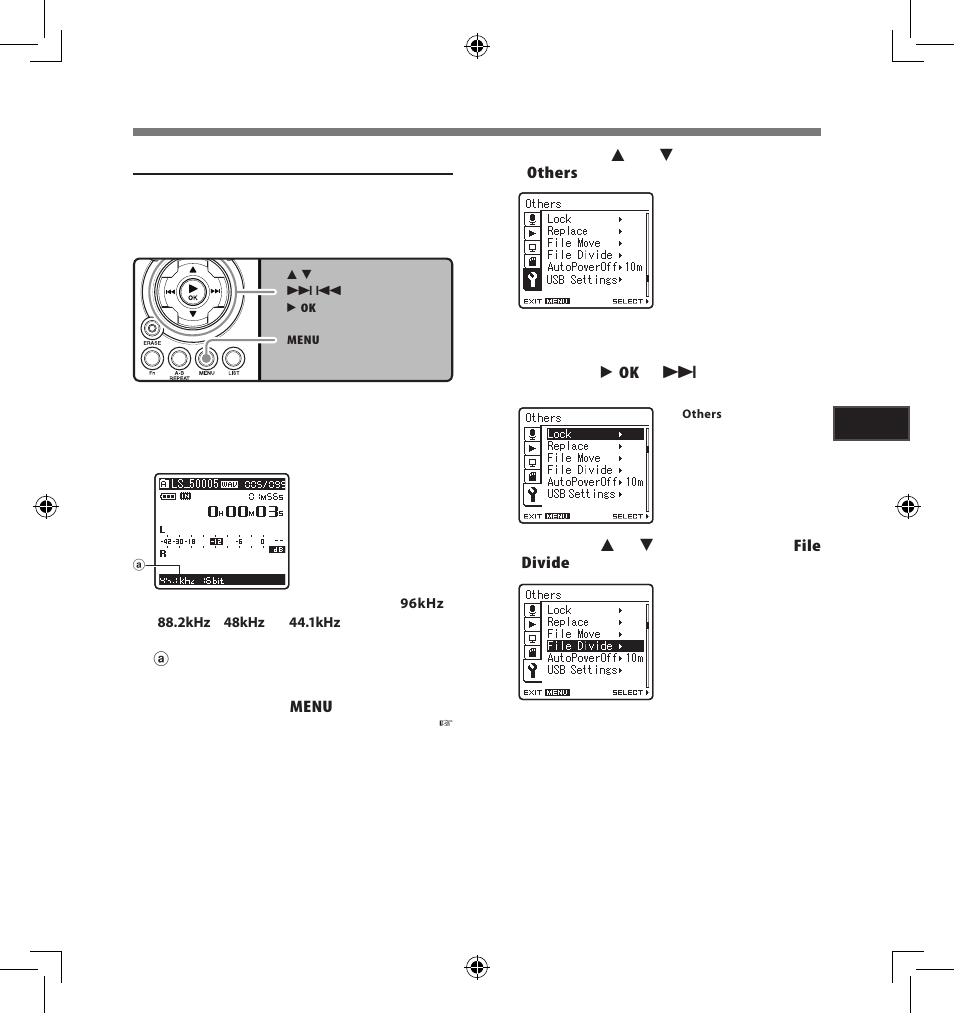 Splitting files [file divide | Olympus LS-5 User Manual | Page 59 / 88