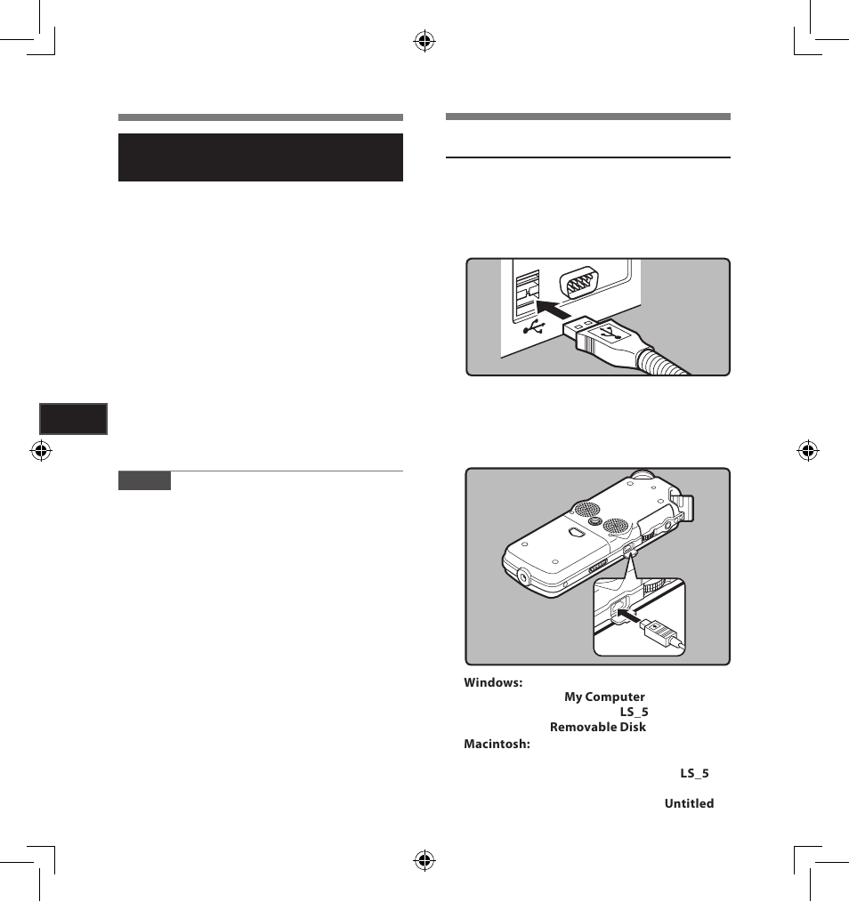 Connecting to your pc | Olympus LS-5 User Manual | Page 62 / 88