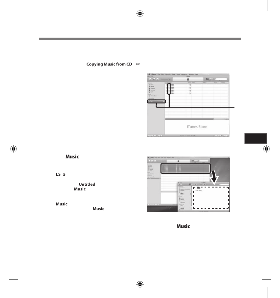 Transferring music file to the recorder | Olympus LS-5 User Manual | Page 75 / 88