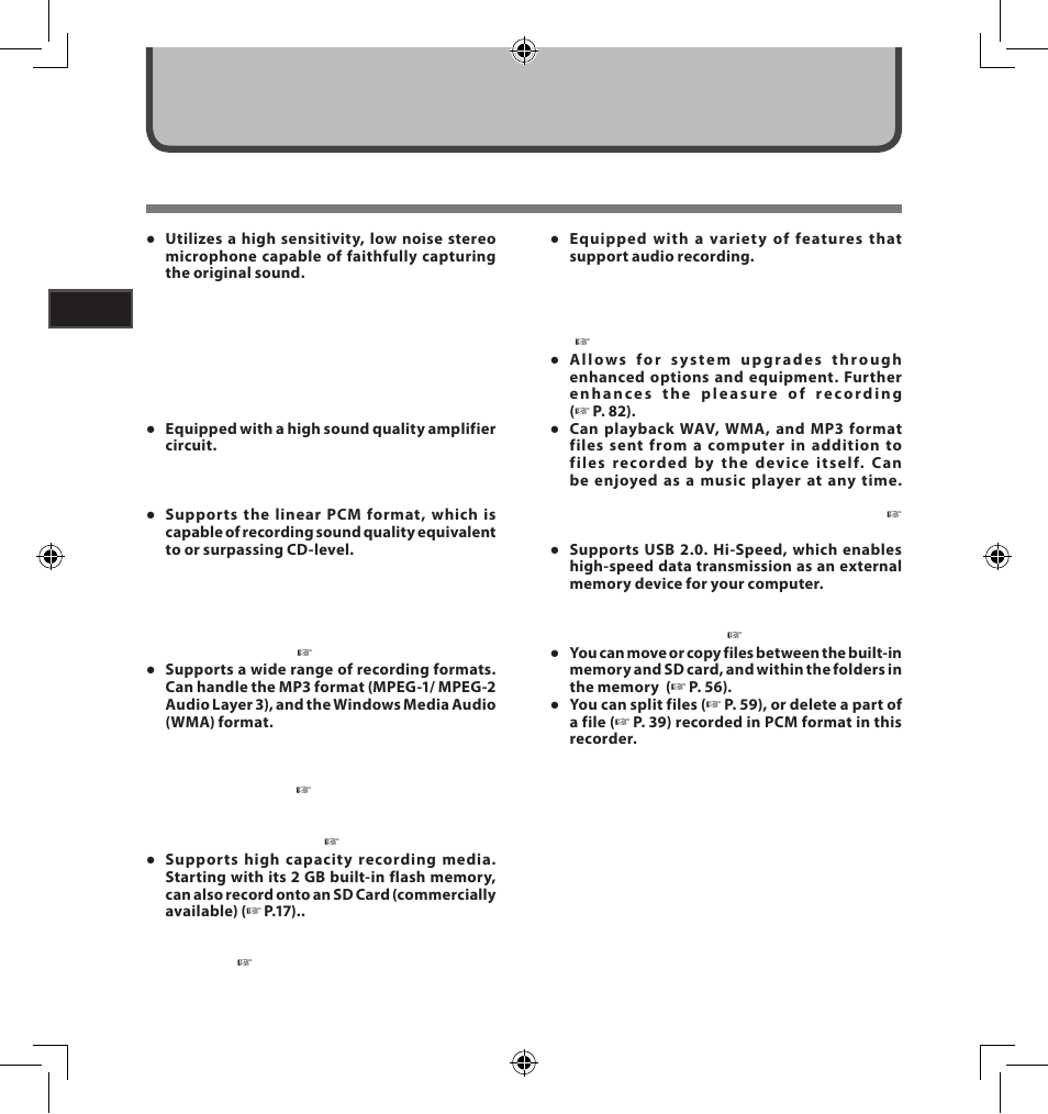 Main features, Getting started | Olympus LS-5 User Manual | Page 8 / 88