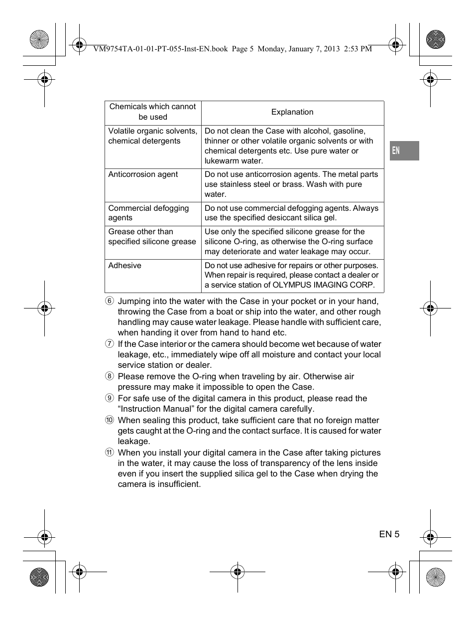 Olympus PT055 User Manual | Page 5 / 29
