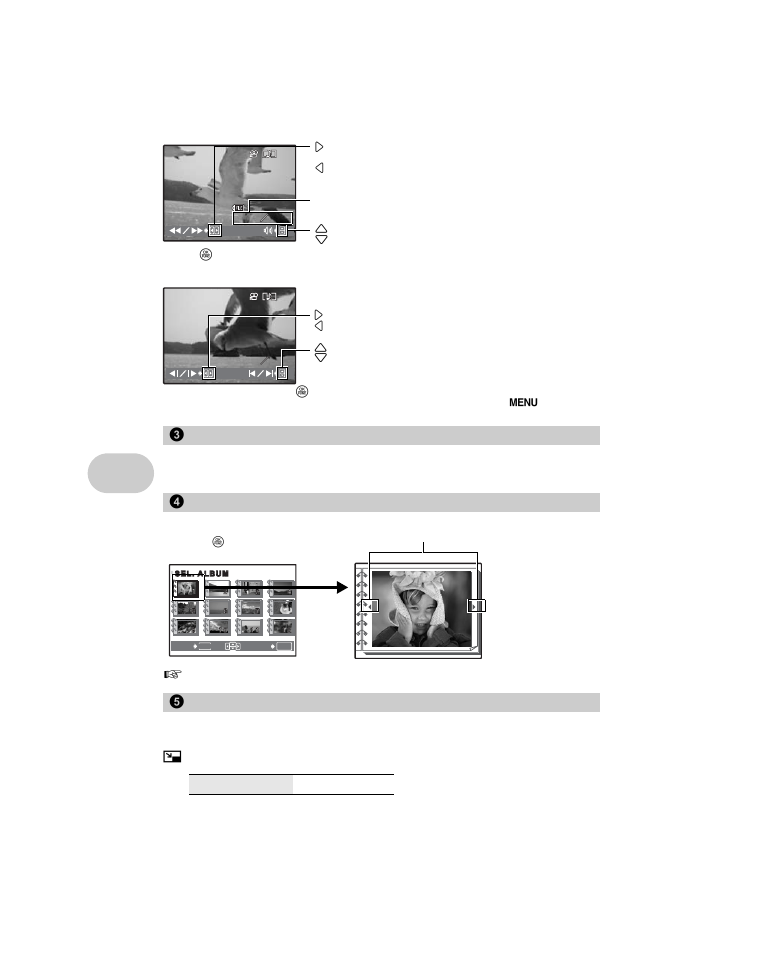 Playing back the pictures in a calendar format, Viewing pictures in an album, Edit | Changing the size of pictures, 3 calendar, 4 album, 5 edit, Men u o perat io ns | Olympus µ 1000 User Manual | Page 24 / 80