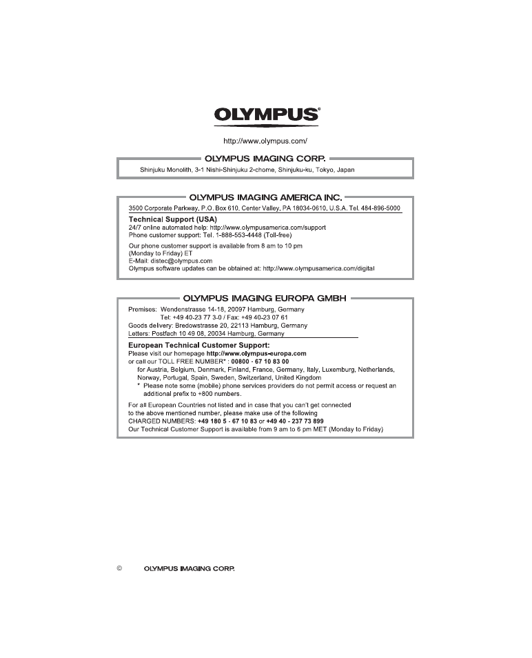 Olympus µ 1000 User Manual | Page 80 / 80