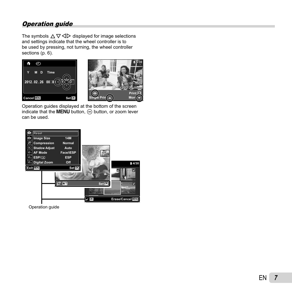 Operation guide | Olympus SZ-14 User Manual | Page 7 / 80