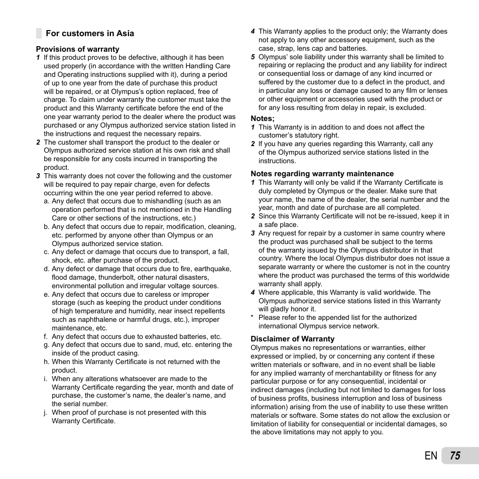 75 en | Olympus SZ-14 User Manual | Page 75 / 80