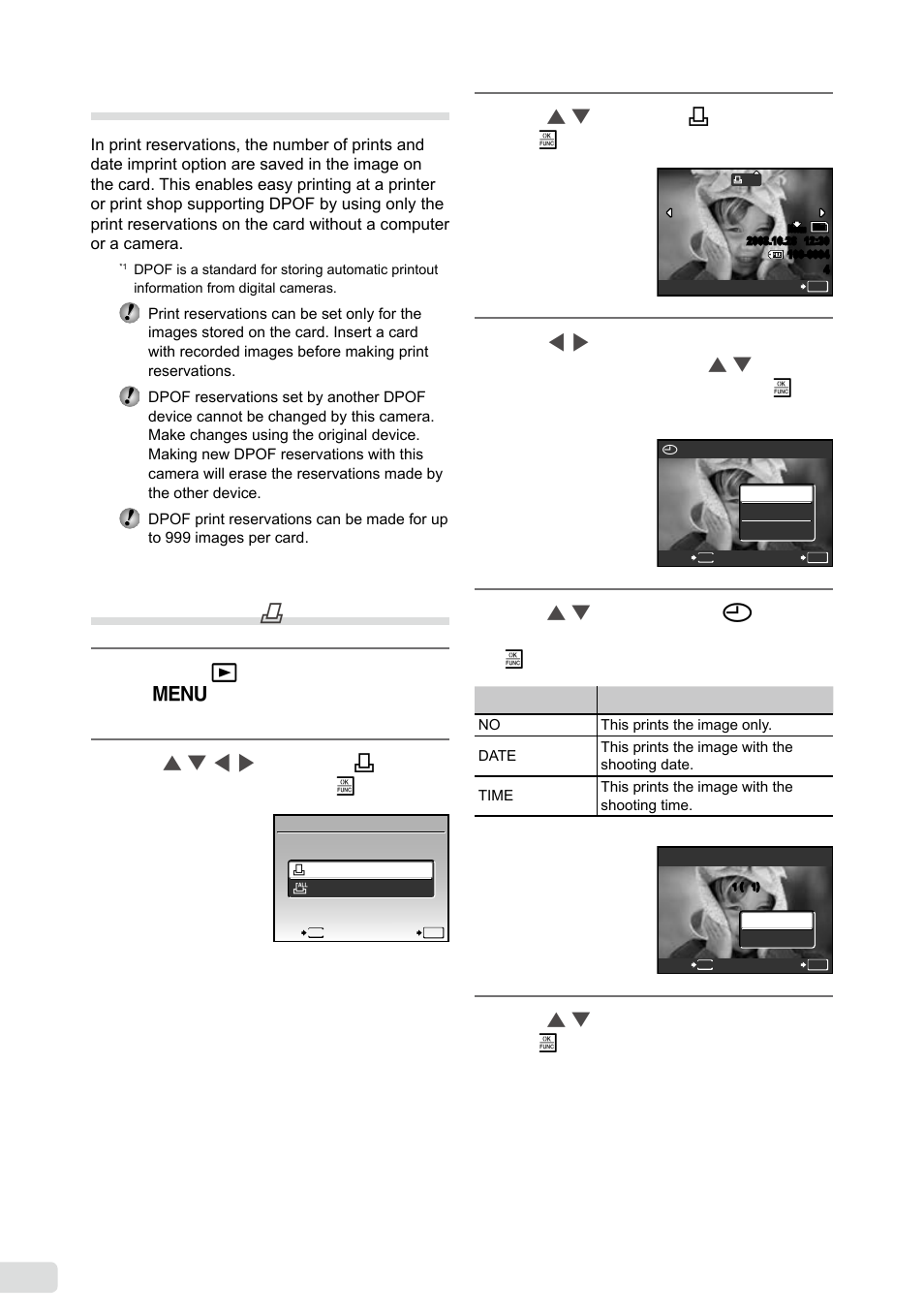 Print reservations (dpof), Single-frame print reservations, 0 en print reservations (dpof | Olympus µ 1040 User Manual | Page 40 / 63