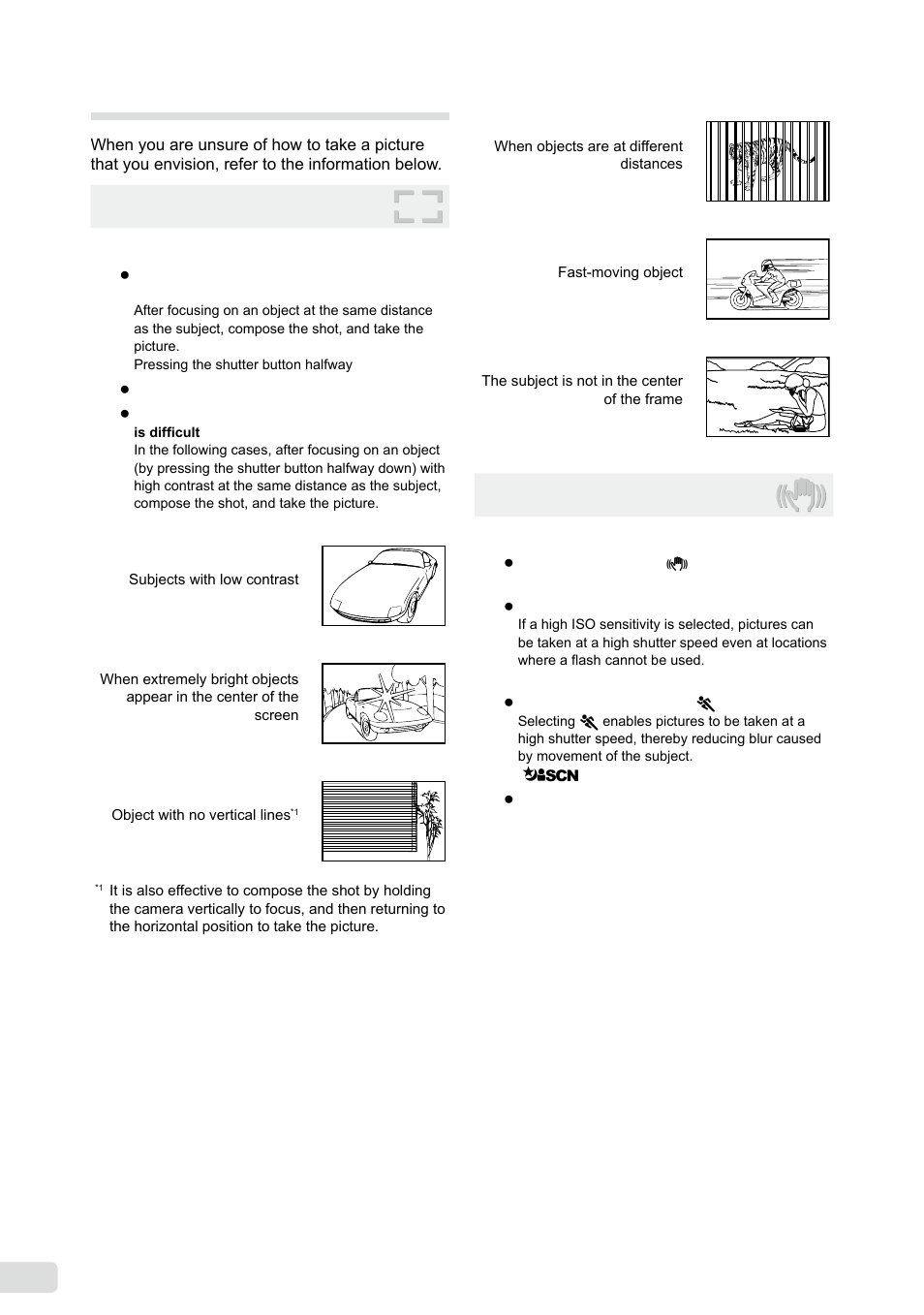 Shooting tips, Focusing, Camera shake | En shooting tips | Olympus µ 1040 User Manual | Page 46 / 63