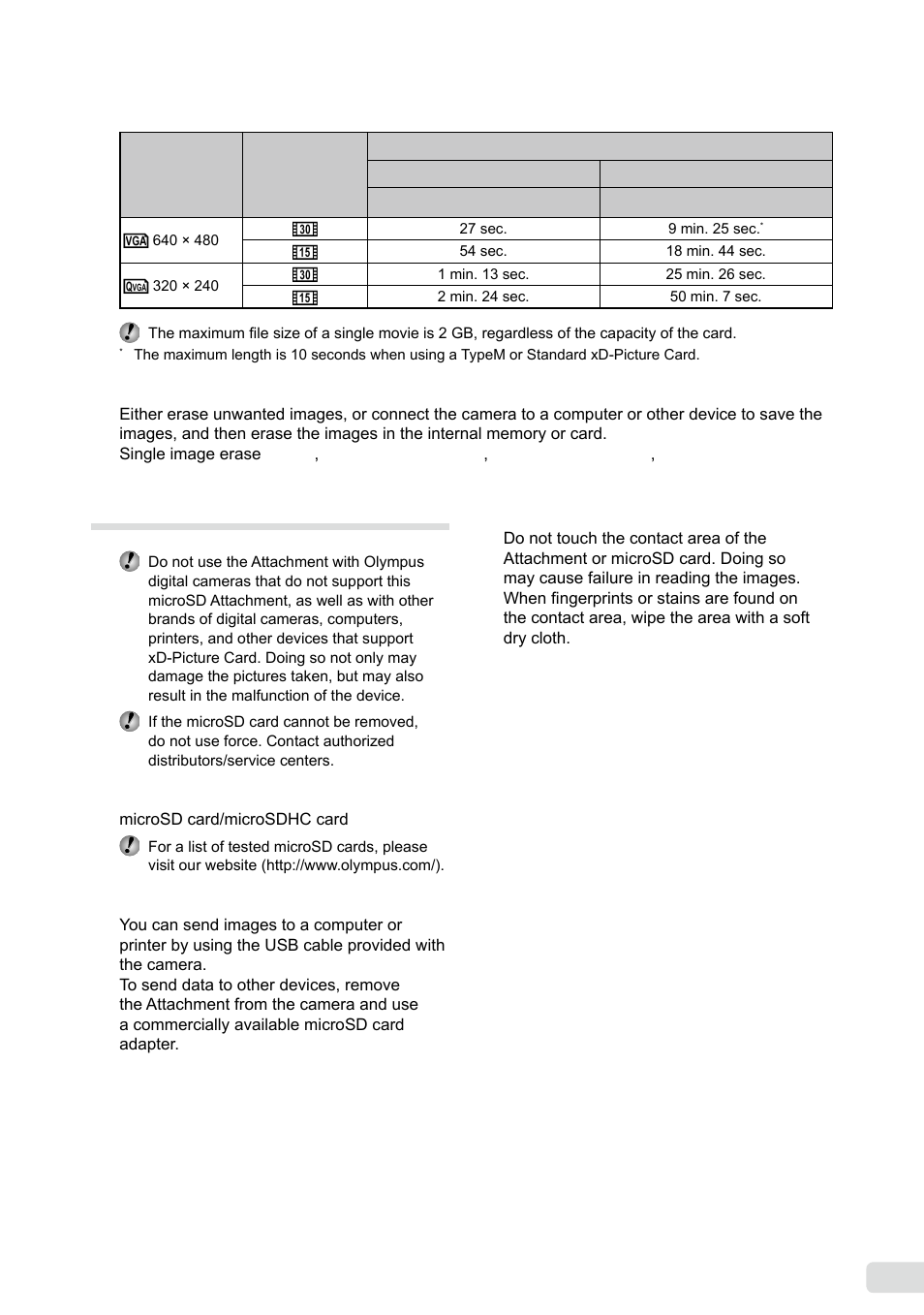 Using a microsd attachment, 1 en | Olympus µ 1040 User Manual | Page 51 / 63