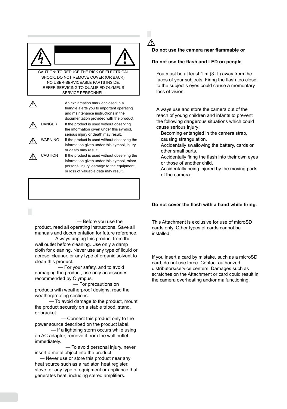 Safety precautions, General precautions, Handling the camera | En safety precautions | Olympus µ 1040 User Manual | Page 52 / 63