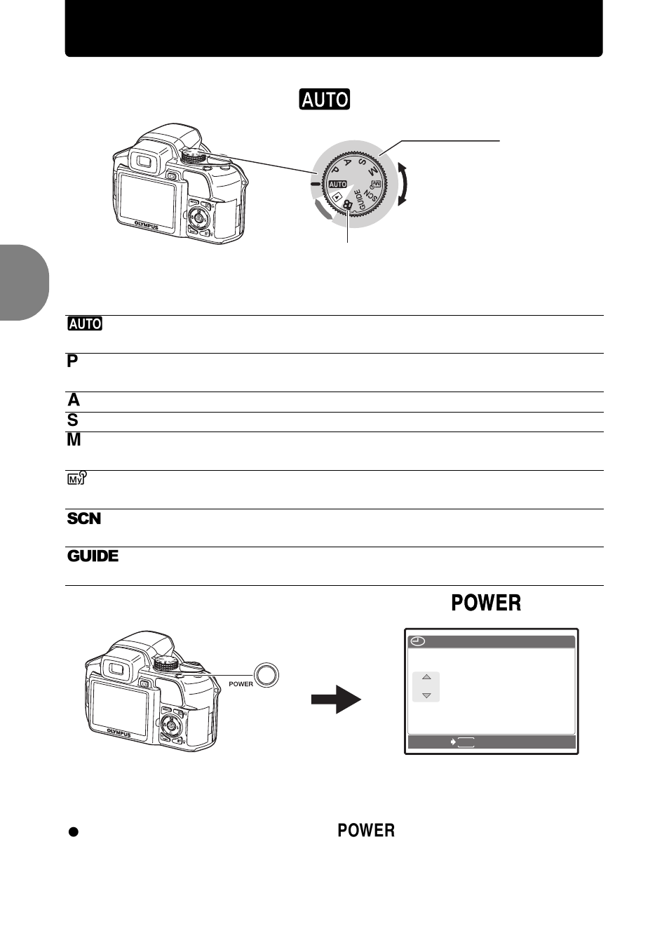 Turn the camera on, A. set the mode dial to h, B. remove the lens cap and press the o button | Olympus SP-560 UZ User Manual | Page 6 / 96