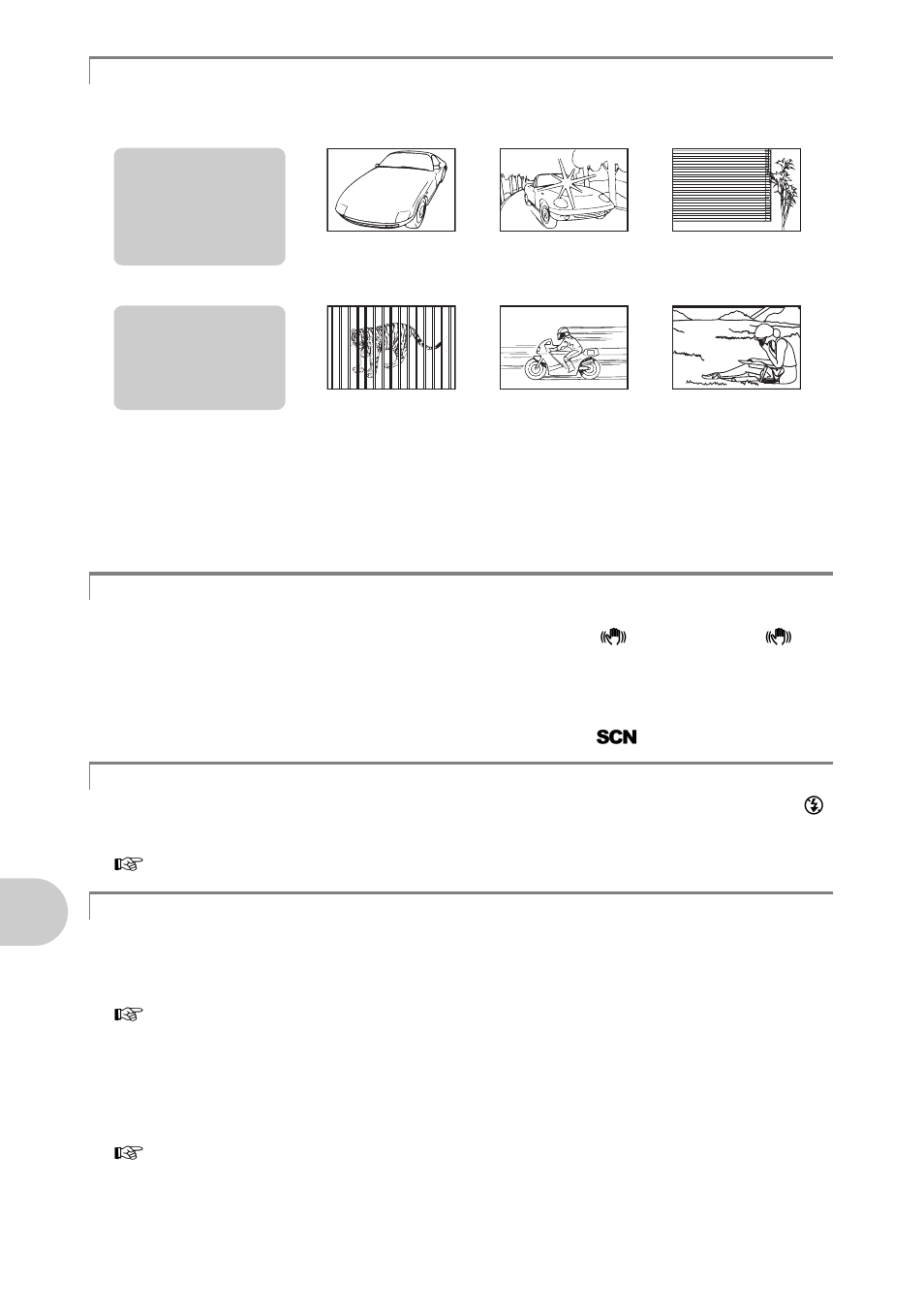 Subjects that are difficult to focus on, Prevent blur by using image stabilization, Taking stabilized pictures without the flash | The picture is too grainy | Olympus SP-560 UZ User Manual | Page 64 / 96