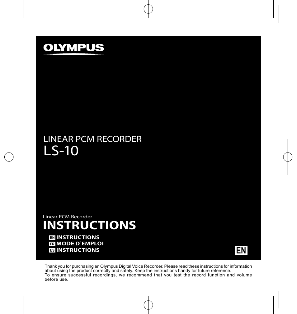 Olympus LS-10 User Manual | 70 pages
