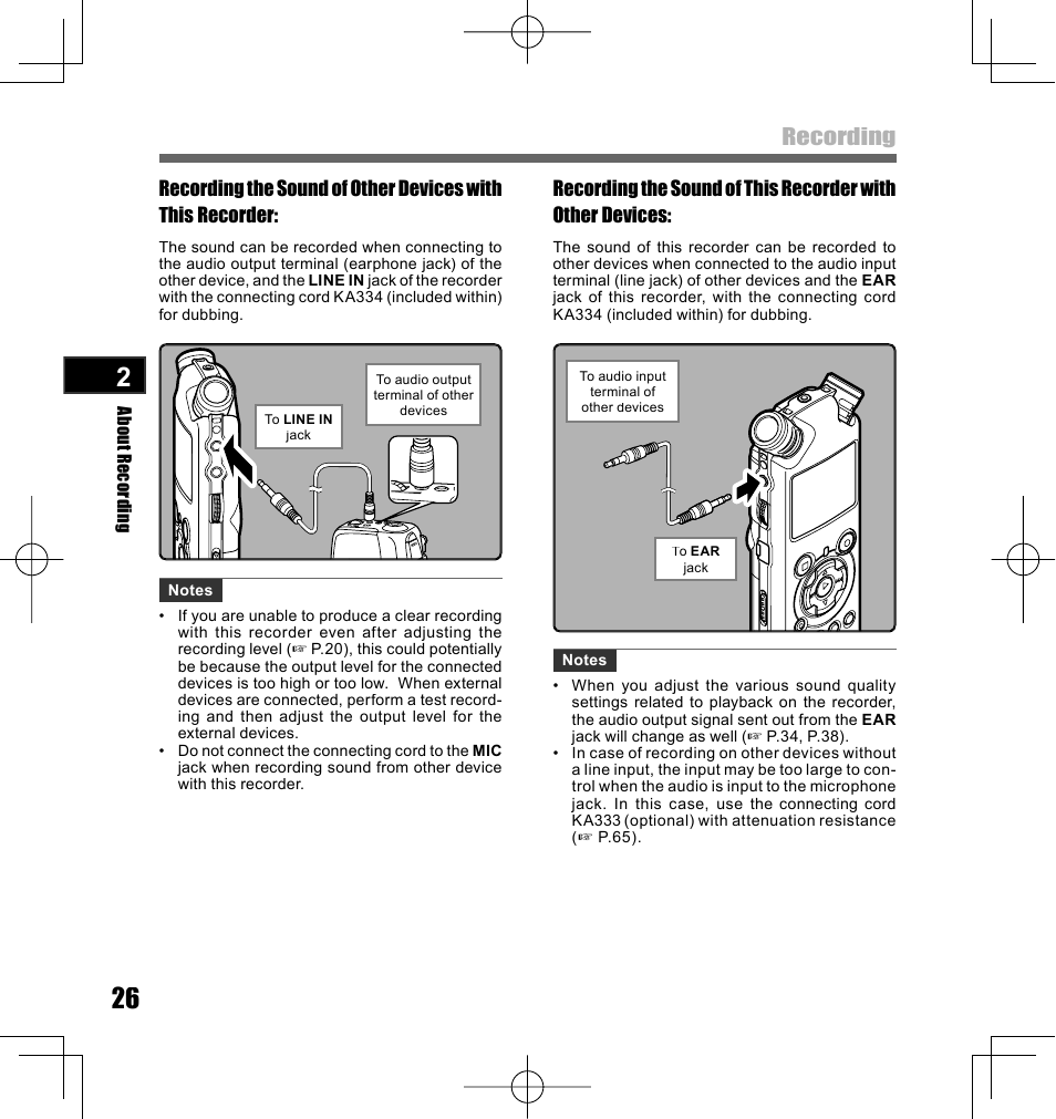 Recording | Olympus LS-10 User Manual | Page 26 / 70