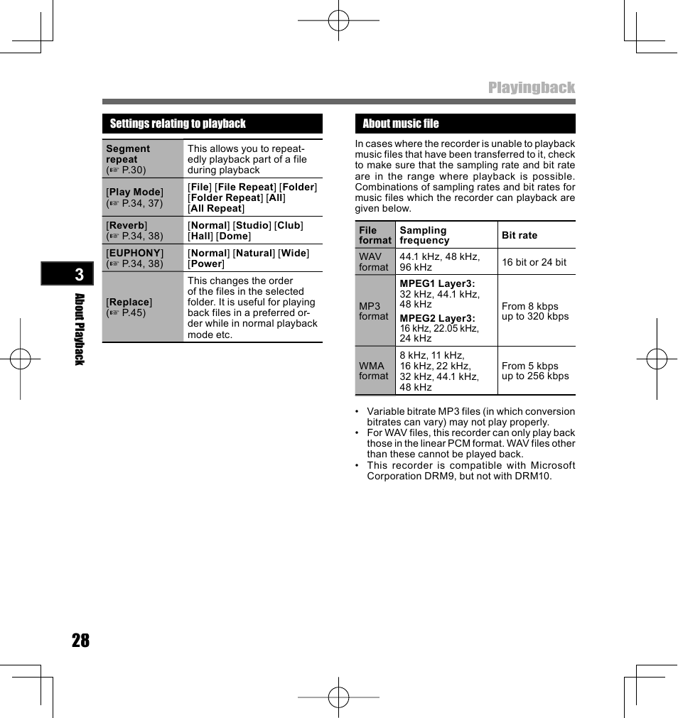 Playingback | Olympus LS-10 User Manual | Page 28 / 70