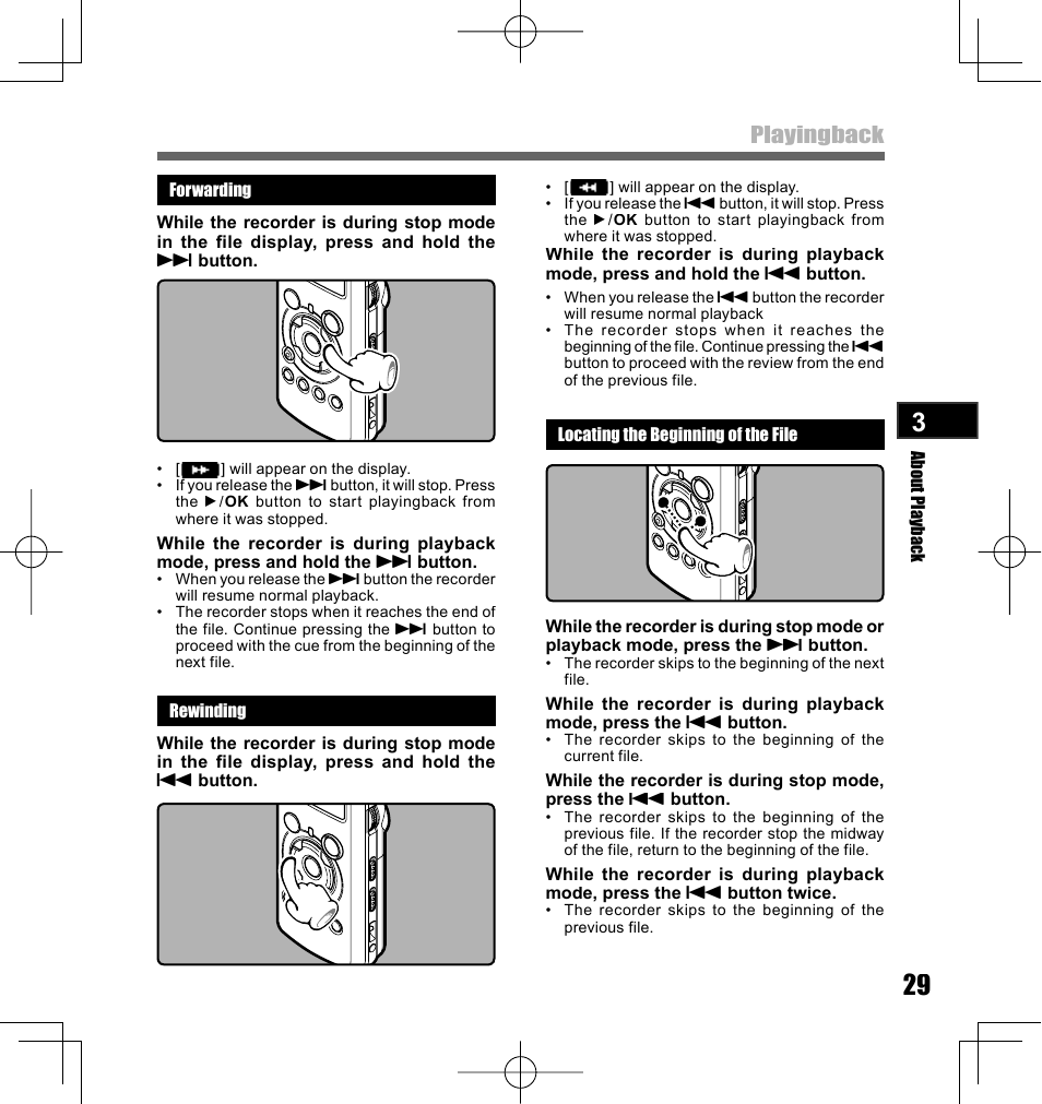 Playingback | Olympus LS-10 User Manual | Page 29 / 70