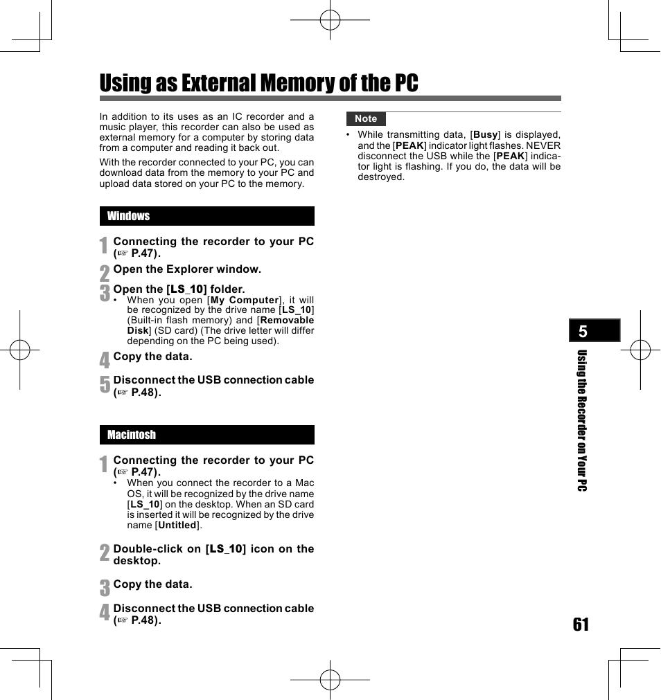 Olympus LS-10 User Manual | Page 61 / 70
