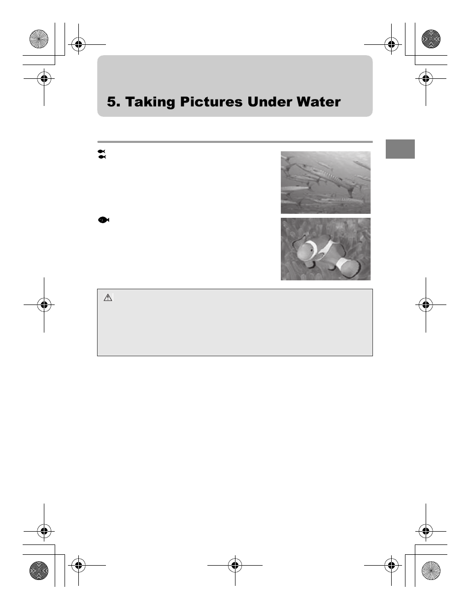 Taking pictures under water | Olympus PT-054 User Manual | Page 21 / 31