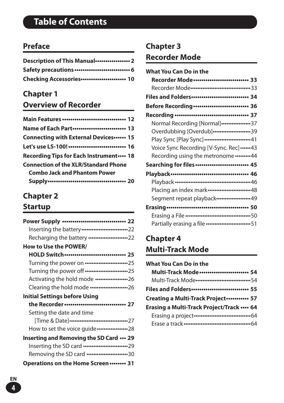 Olympus LS-100 User Manual | Page 4 / 137