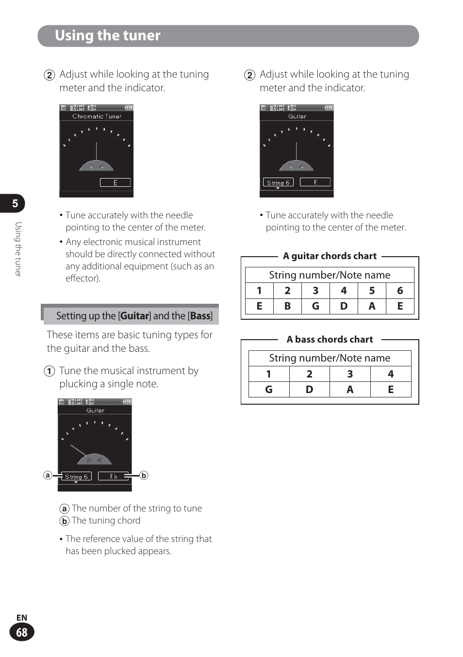 Using the tuner | Olympus LS-100 User Manual | Page 68 / 137