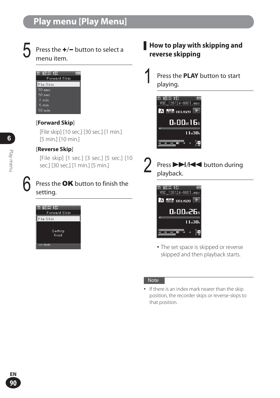 Play menu [play menu | Olympus LS-100 User Manual | Page 90 / 137
