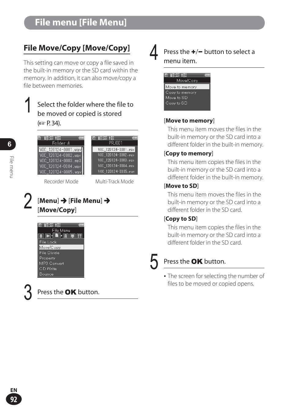 File menu [file menu | Olympus LS-100 User Manual | Page 92 / 137