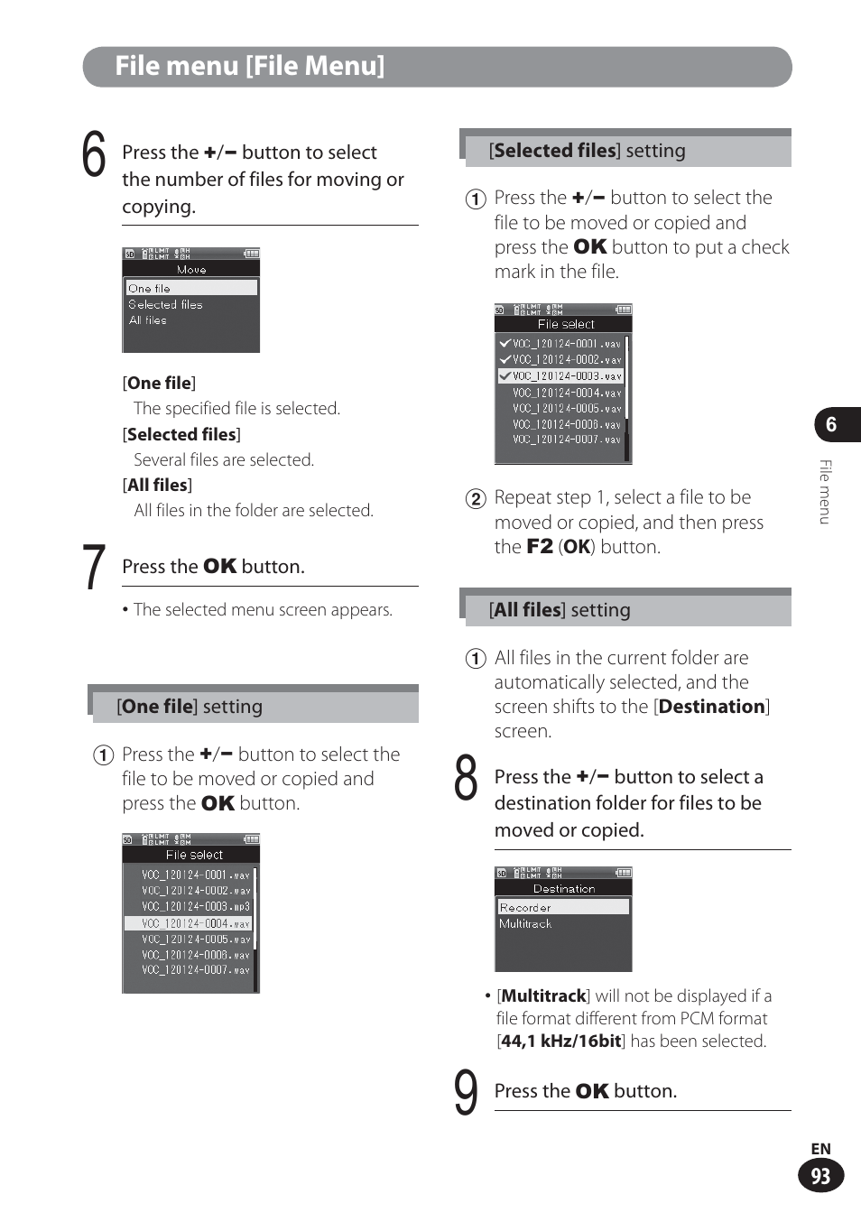 File menu [file menu | Olympus LS-100 User Manual | Page 93 / 137