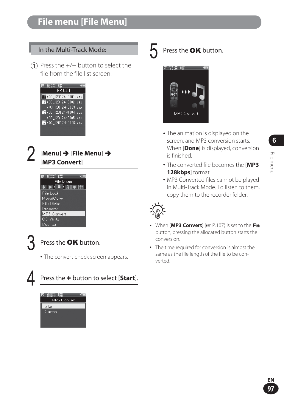 File menu [file menu | Olympus LS-100 User Manual | Page 97 / 137