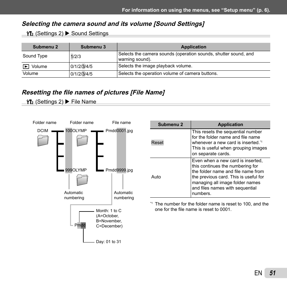 51 en, Resetting the fi le names of pictures [file name | Olympus TG810 User Manual | Page 51 / 92