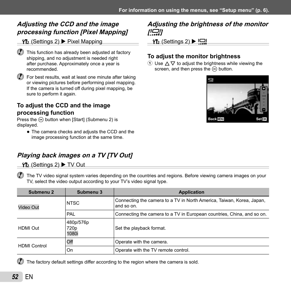 52 en, Playing back images on a tv [tv out | Olympus TG810 User Manual | Page 52 / 92