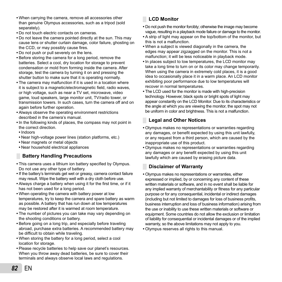 82 en | Olympus TG810 User Manual | Page 82 / 92