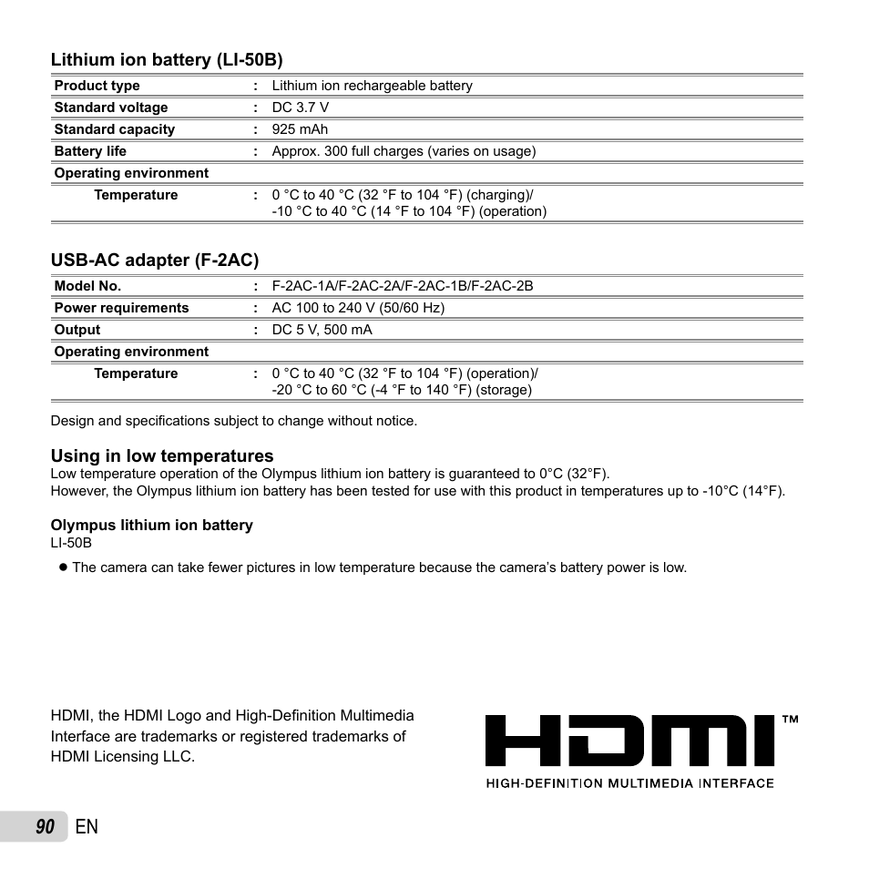 90 en | Olympus TG810 User Manual | Page 90 / 92