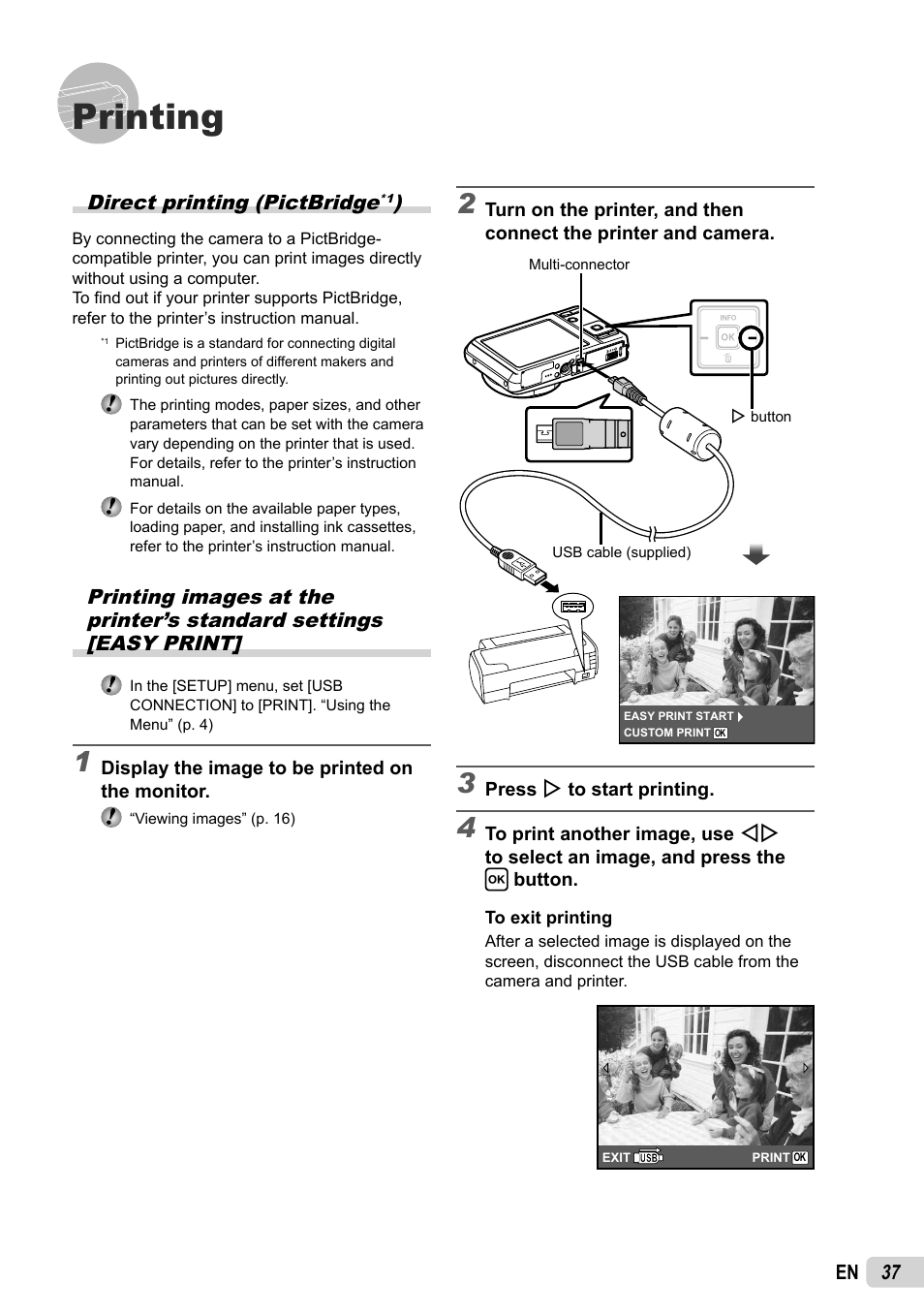 Printing | Olympus FE-5035 User Manual | Page 37 / 60