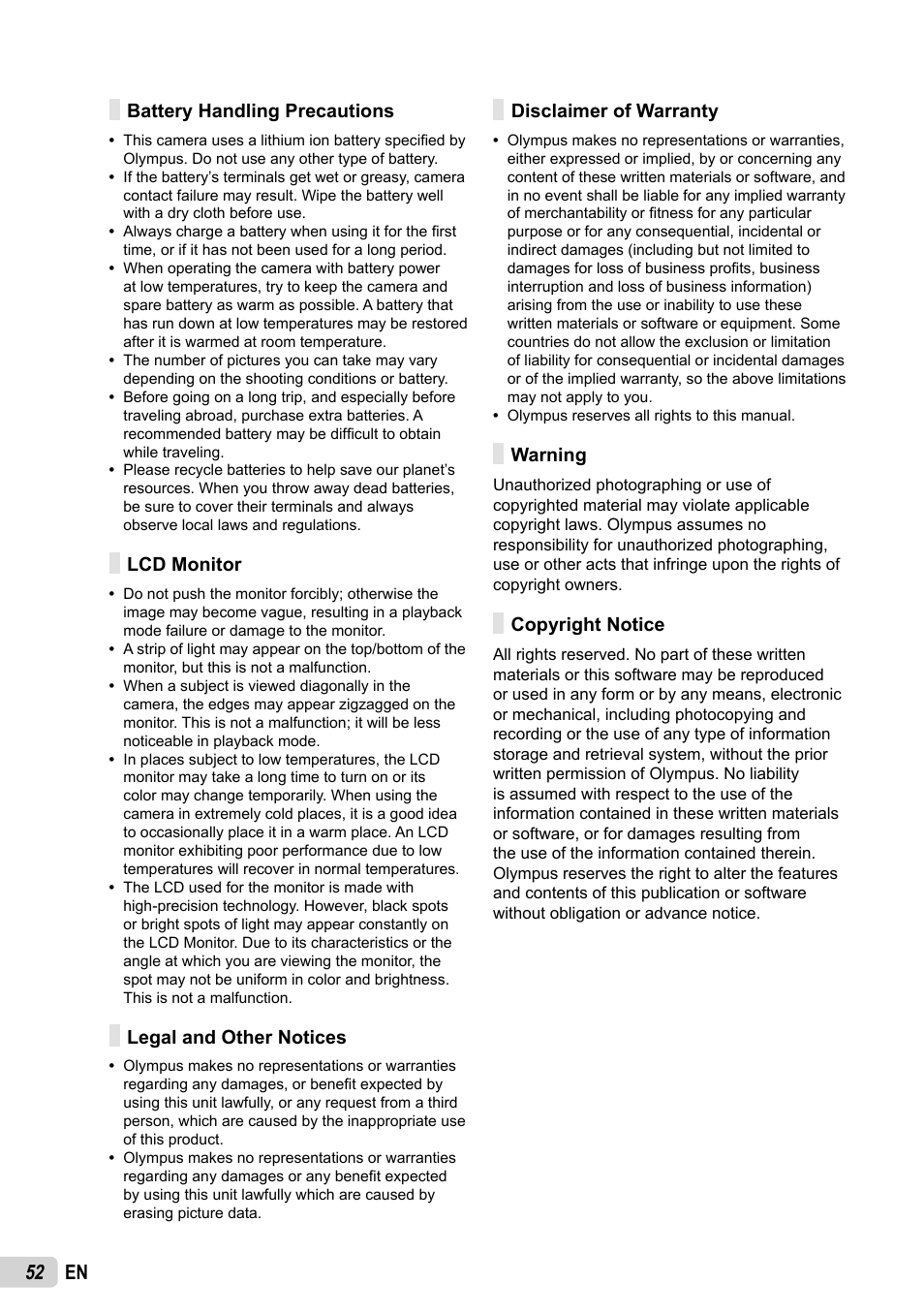 52 en | Olympus FE-5035 User Manual | Page 52 / 60