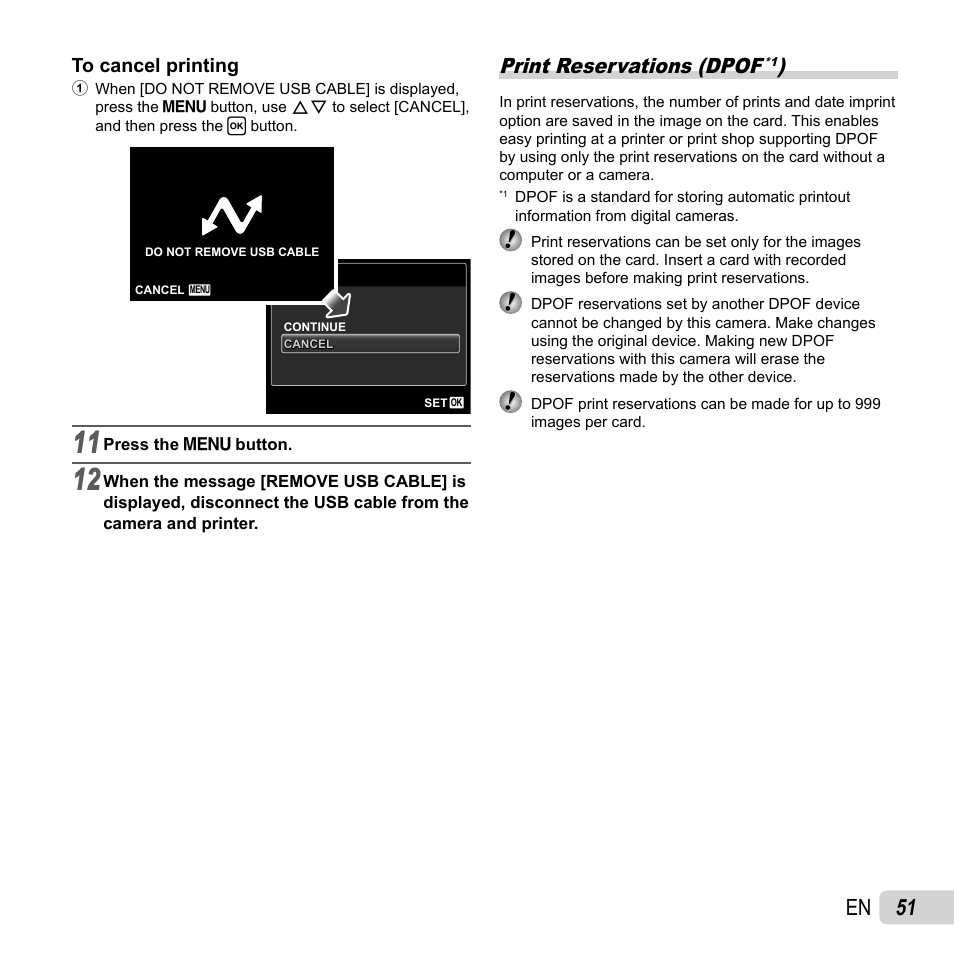 51 en, Print reservations (dpof | Olympus FE-5040 User Manual | Page 51 / 76