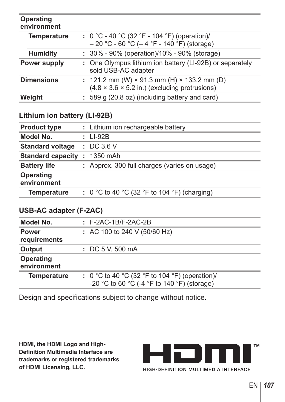 Olympus SP100EE User Manual | Page 107 / 109