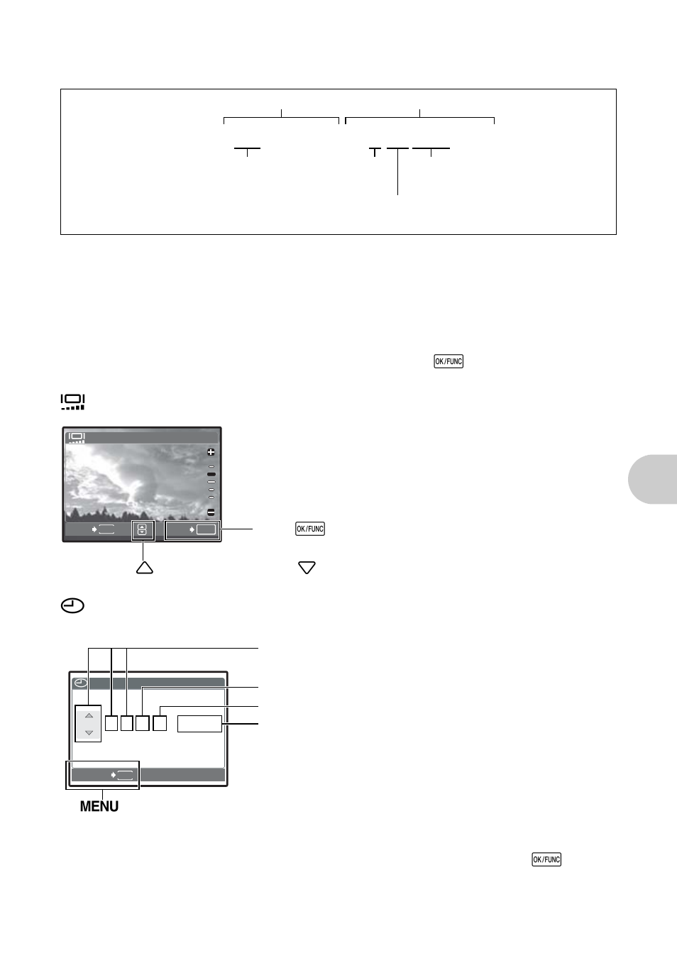 Adjusting the image processing function, Adjusting the brightness of monitor, Setting the date and time | Me nu opera tions, Pixel mapping | Olympus µ 830 User Manual | Page 35 / 80