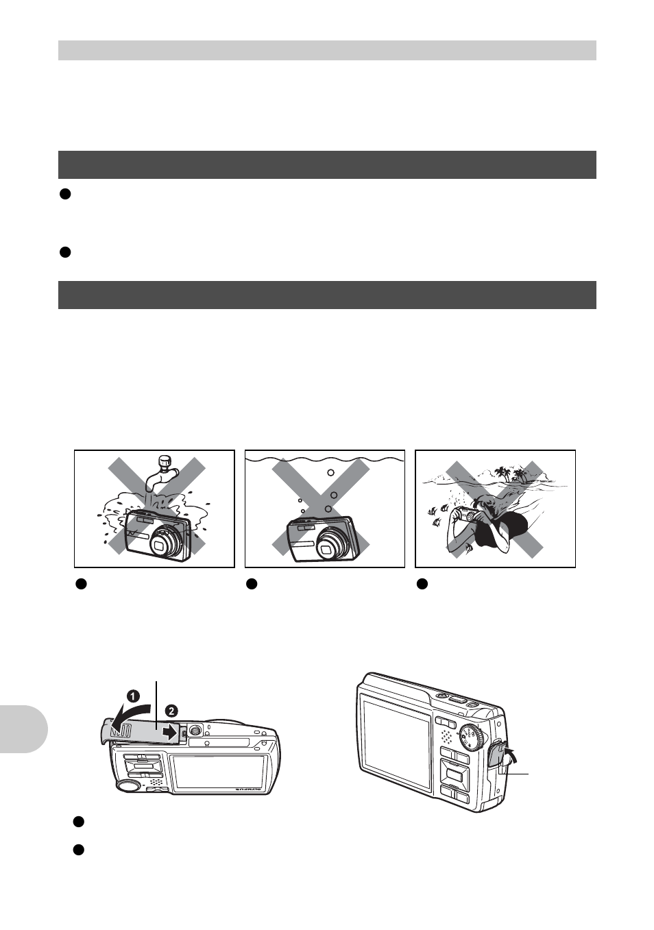 Ac adapter, Using your charger and ac adapter abroad, Weatherproof feature | App endi x | Olympus µ 830 User Manual | Page 64 / 80