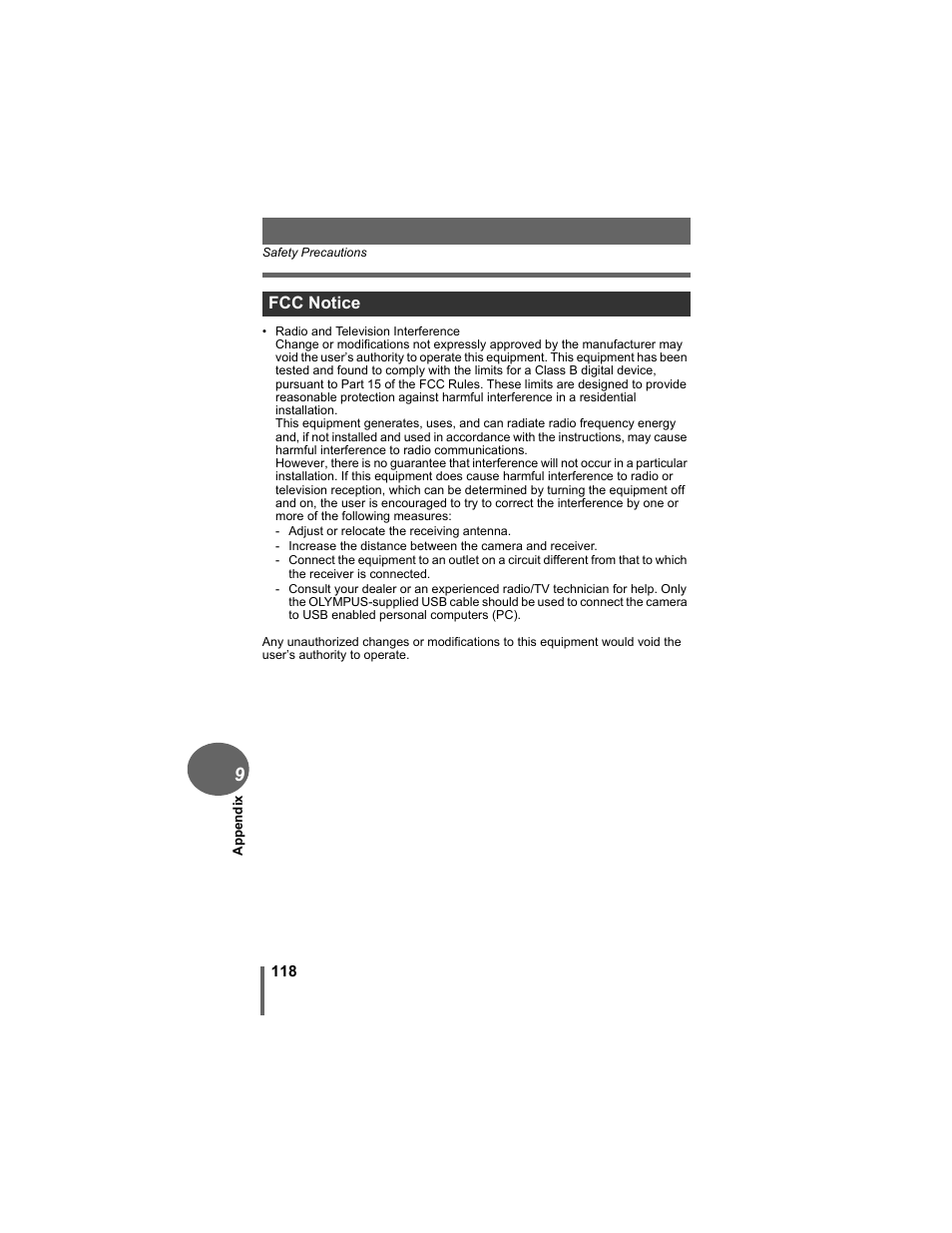 Fcc notice | Olympus FE-5500 User Manual | Page 118 / 134