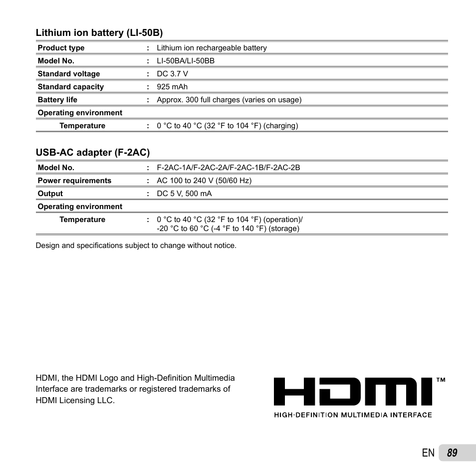 89 en | Olympus SH-25MR User Manual | Page 89 / 91