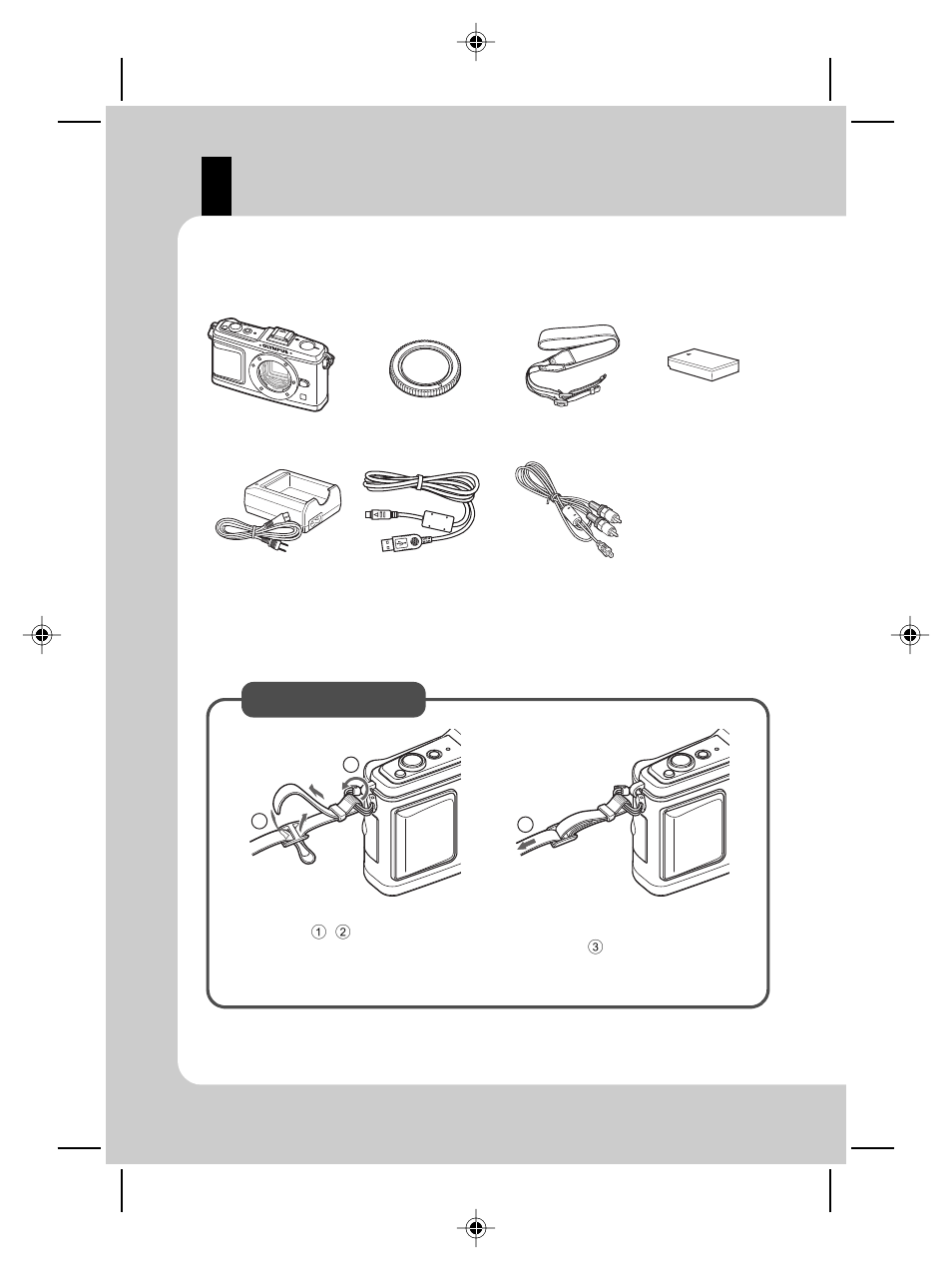 Unpack the box contents | Olympus E-P2 User Manual | Page 2 / 163