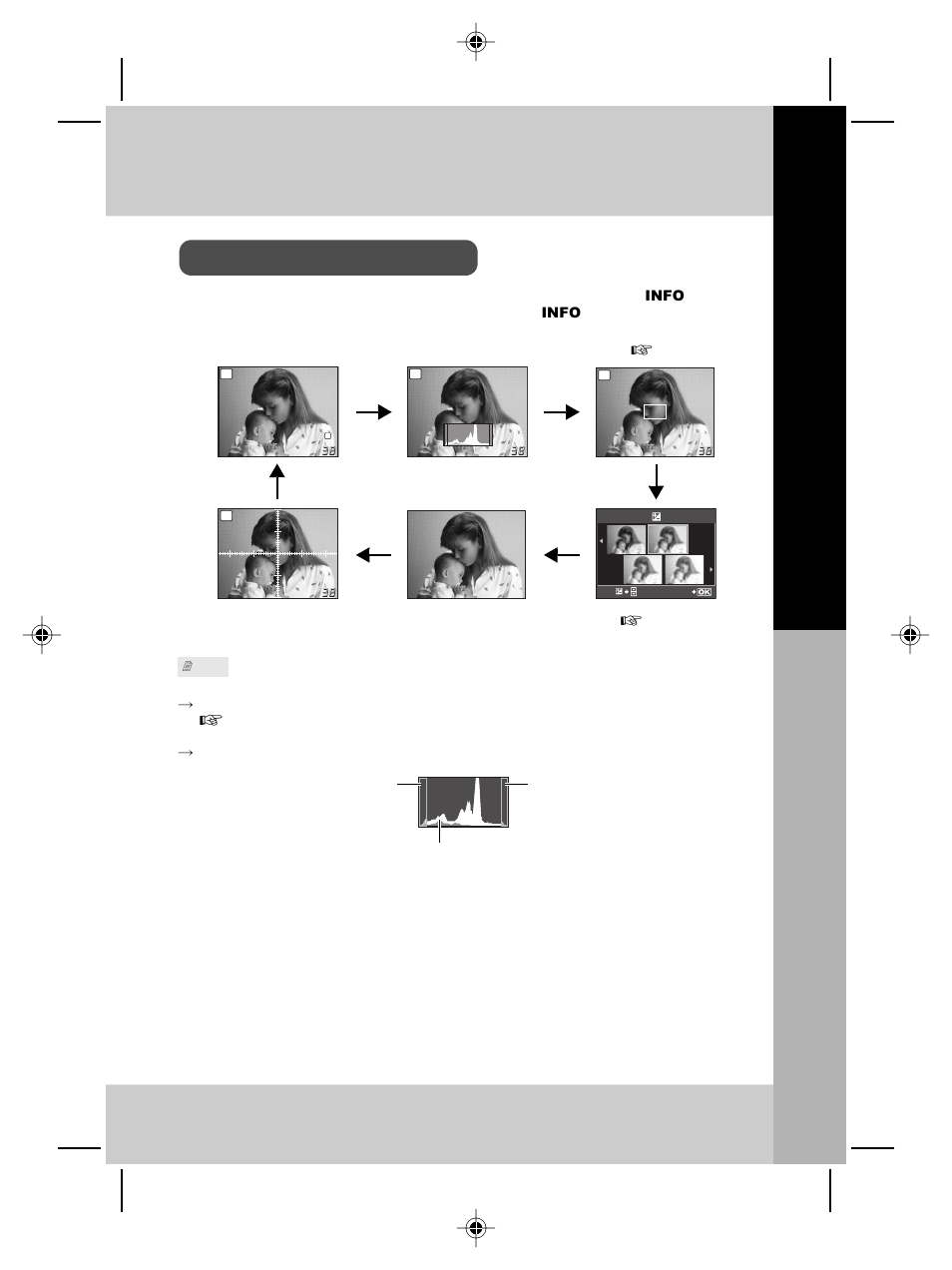 Basic guide, Bas ic oper a tion s, Switching the information display | Olympus E-P2 User Manual | Page 23 / 163