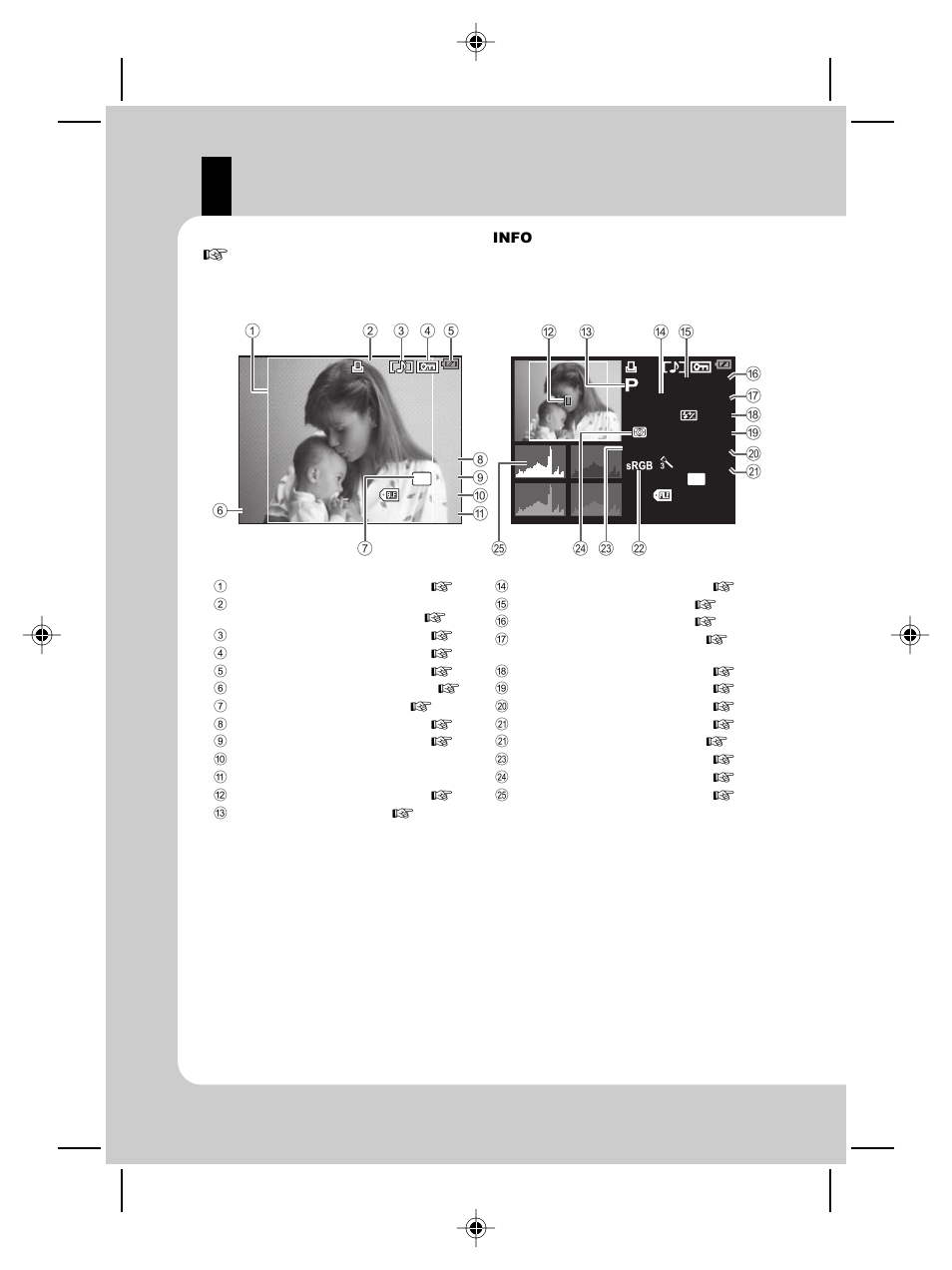 Lcd monitor (playback) | Olympus E-P2 User Manual | Page 24 / 163