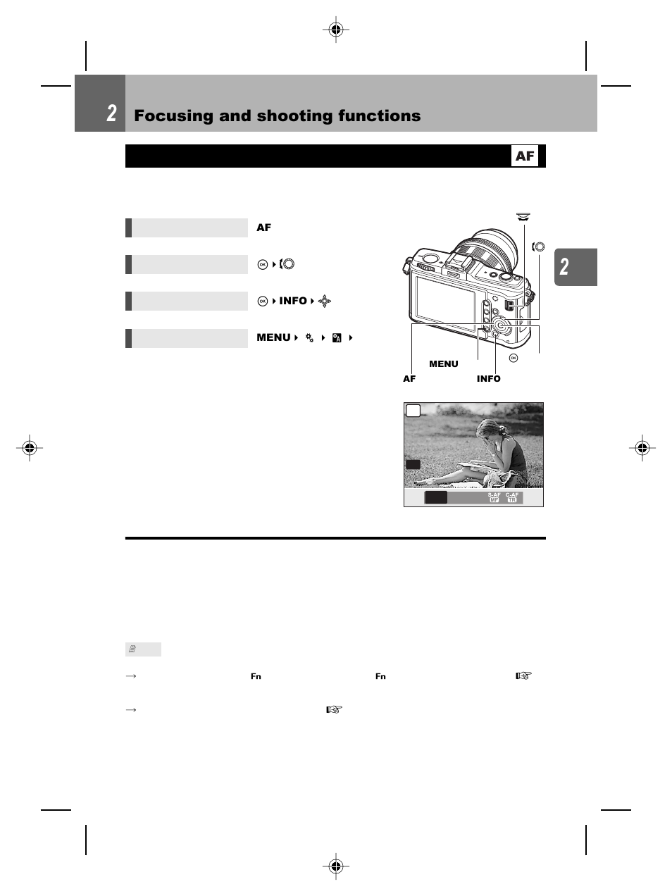 Focusing and shooting functions, Af mode selection | Olympus E-P2 User Manual | Page 49 / 163