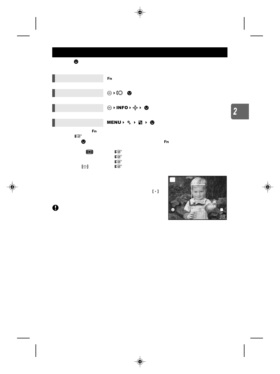 Using the face detection function | Olympus E-P2 User Manual | Page 55 / 163